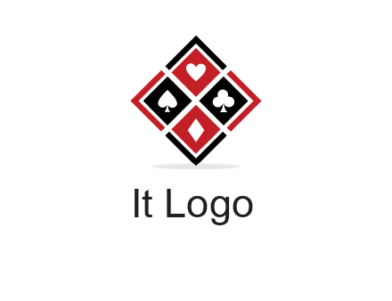 card suits in rhombus shape logo