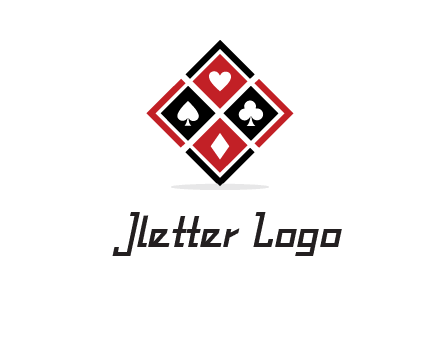 card suits in rhombus shape logo