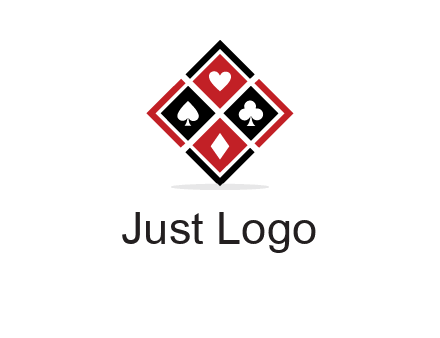 card suits in rhombus shape logo