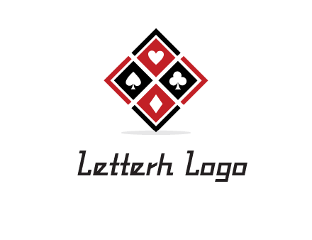 card suits in rhombus shape logo