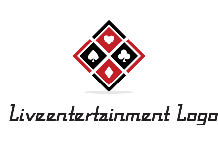 card suits in rhombus shape logo