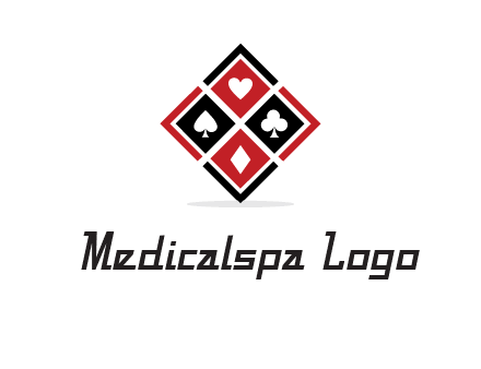 card suits in rhombus shape logo