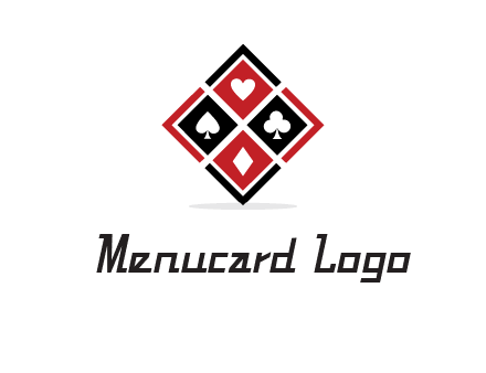 card suits in rhombus shape logo