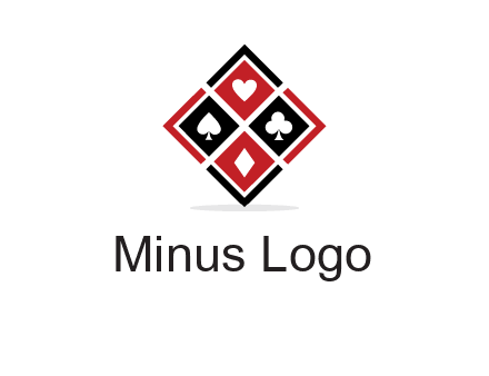 card suits in rhombus shape logo