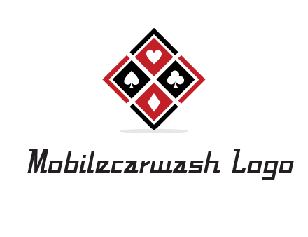 card suits in rhombus shape logo