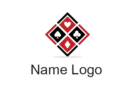 card suits in rhombus shape logo