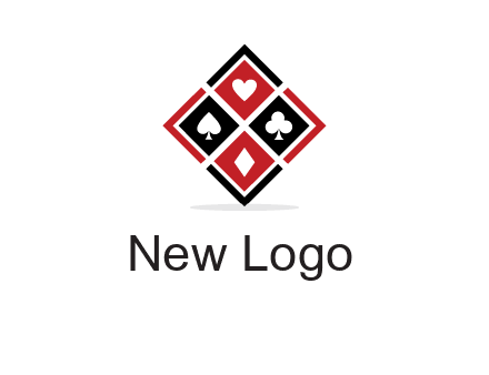 card suits in rhombus shape logo