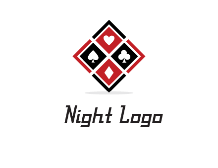 card suits in rhombus shape logo