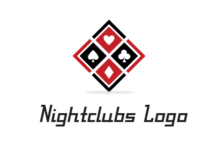 card suits in rhombus shape logo