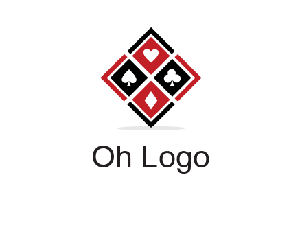 card suits in rhombus shape logo