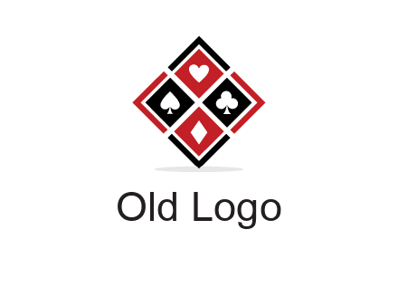 card suits in rhombus shape logo