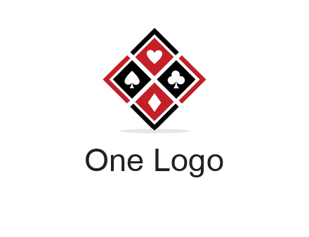 card suits in rhombus shape logo