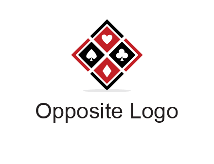 card suits in rhombus shape logo