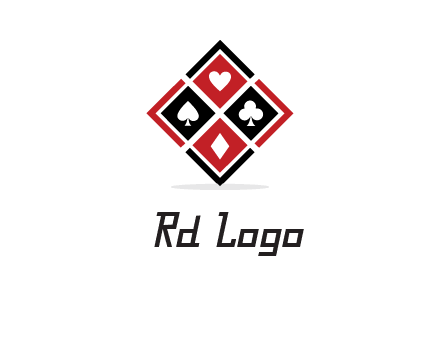 card suits in rhombus shape logo
