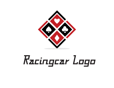 card suits in rhombus shape logo