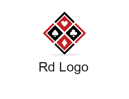 card suits in rhombus shape logo