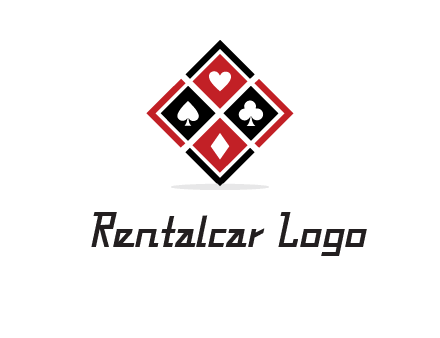 card suits in rhombus shape logo