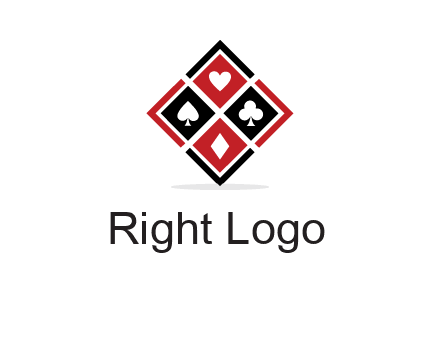 card suits in rhombus shape logo