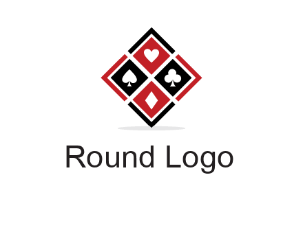 card suits in rhombus shape logo
