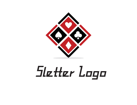 card suits in rhombus shape logo