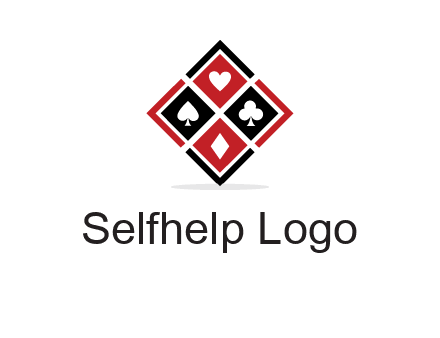 card suits in rhombus shape logo