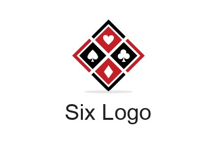 card suits in rhombus shape logo