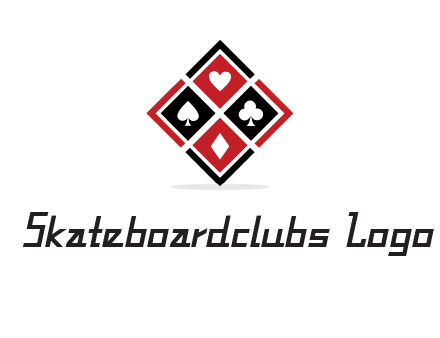 card suits in rhombus shape logo