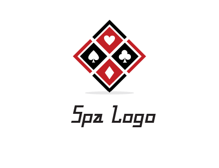 card suits in rhombus shape logo