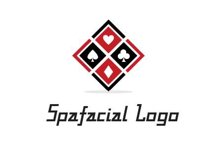card suits in rhombus shape logo