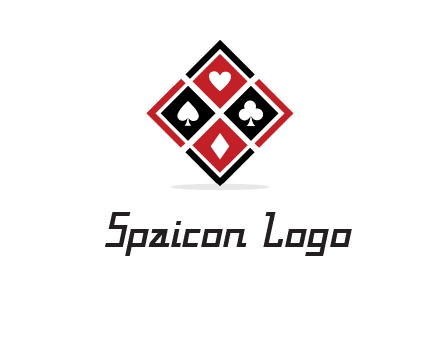 card suits in rhombus shape logo