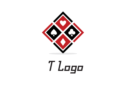 card suits in rhombus shape logo