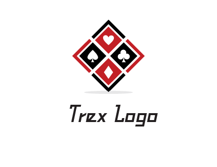 card suits in rhombus shape logo