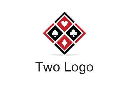 card suits in rhombus shape logo