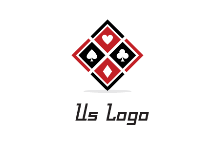 card suits in rhombus shape logo