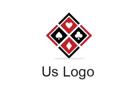 card suits in rhombus shape logo