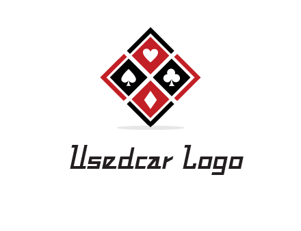 card suits in rhombus shape logo