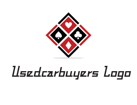 card suits in rhombus shape logo