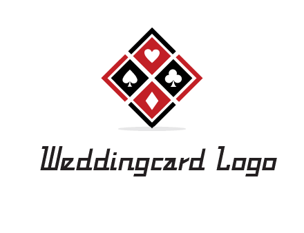 card suits in rhombus shape logo