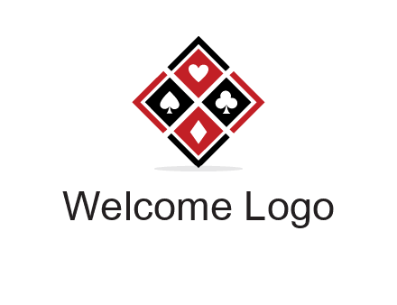 card suits in rhombus shape logo