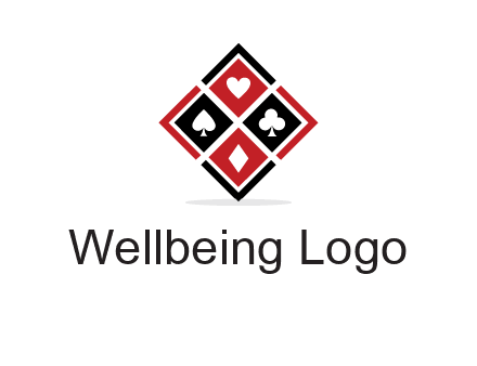 card suits in rhombus shape logo