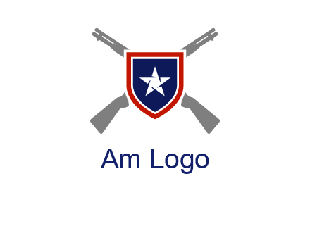 star in shield and guns emblem logo