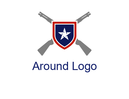 star in shield and guns emblem logo