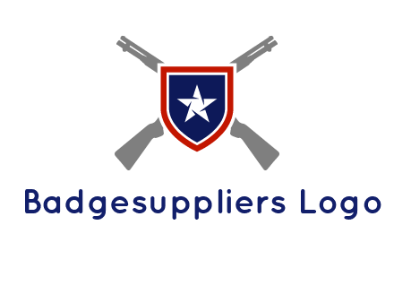 star in shield and guns emblem logo