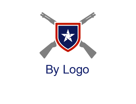 star in shield and guns emblem logo
