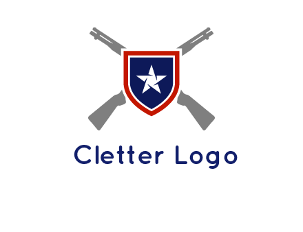 star in shield and guns emblem logo