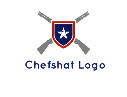 star in shield and guns emblem logo