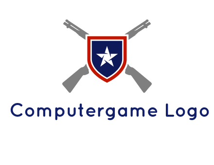 star in shield and guns emblem logo