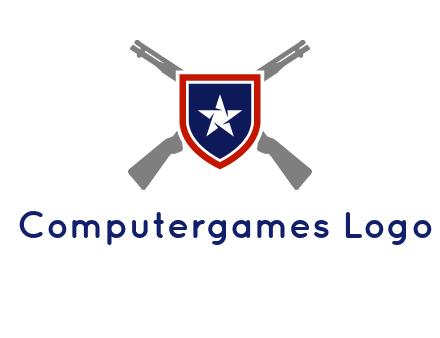 star in shield and guns emblem logo