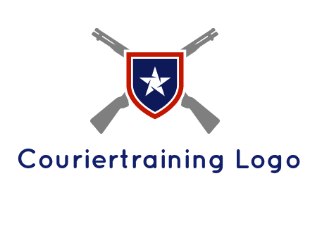 star in shield and guns emblem logo