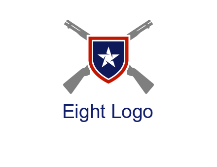 star in shield and guns emblem logo